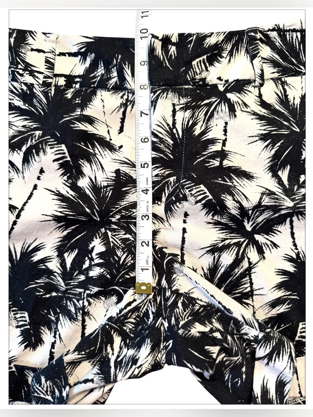 INC Palm Tree Print Shorts Black White Mid Rise Cotton Stretch Casual Size 14 - Picture 10 of 13